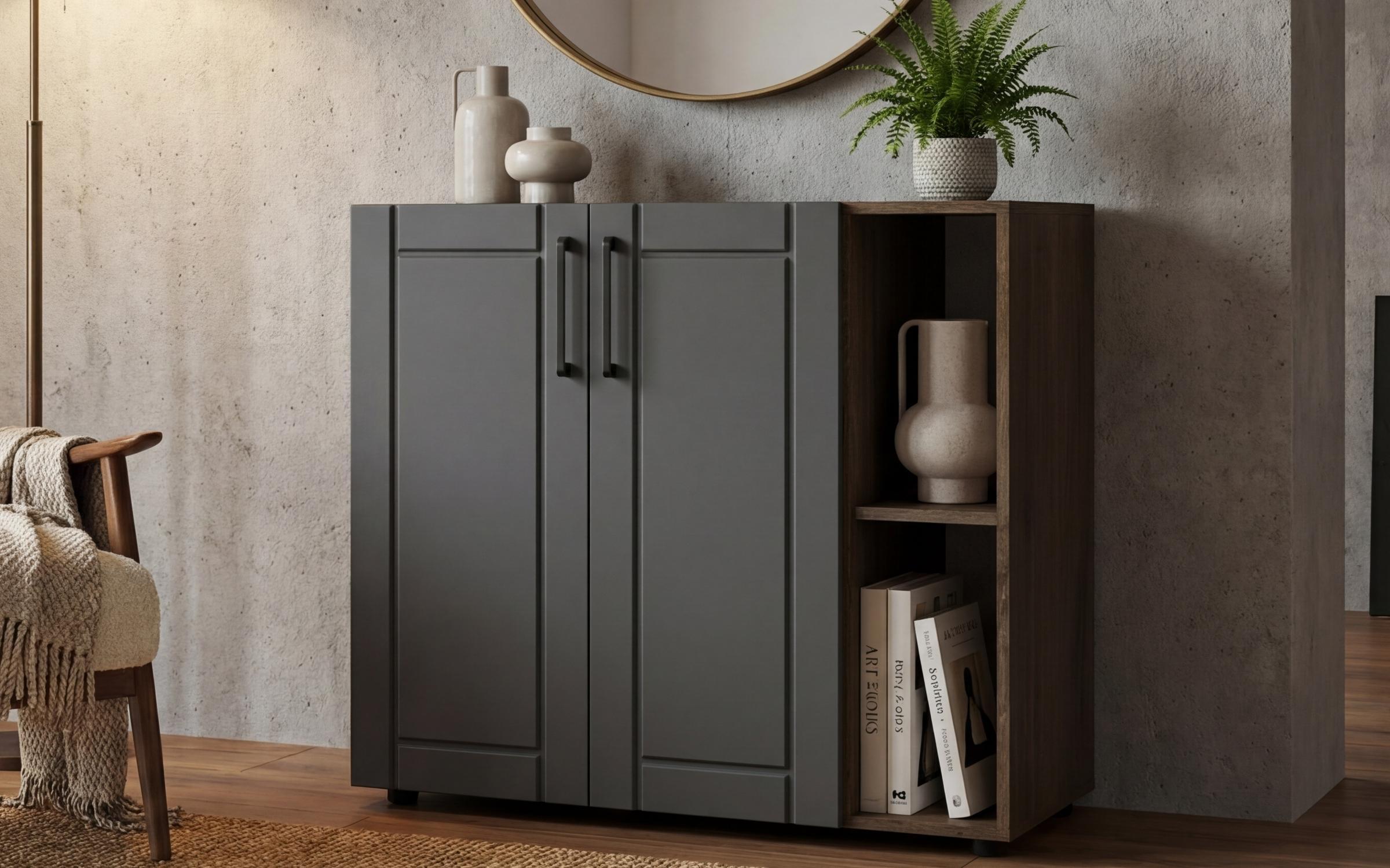 Comoda Nikon, stejar scandinav inchis + antracit mat  1